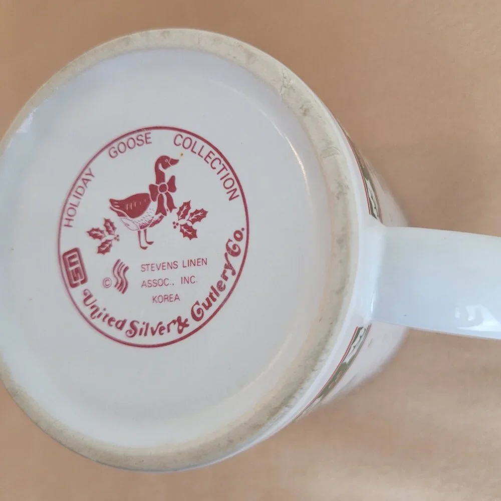 Vintage‎ Holiday Mug Christmas Canadian Goose Collection, United Silver Cutlery.